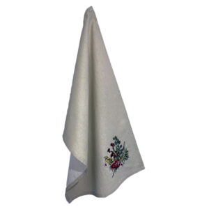 Tea Towel Organic Cotton Native Floral Embroidered