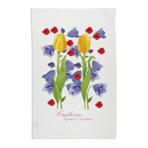 Tea Towel Organic Cotton White Canberra Flowers