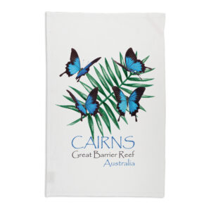Tea Towel Organic Cotton White Cairns Ulysses Butterfly