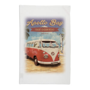 Tea Towel Organic Cotton White Apollo Bay Retro Kombi