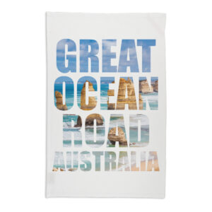 Tea Towel Organic Cotton White Great Ocean Road Words Day