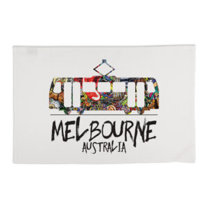 Tea Towel Organic Cotton White Melbourne Graffiti Tram