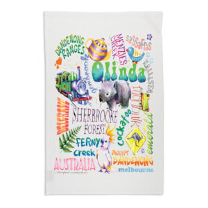 Tea Towel Organic Cotton White Deb B Dandenong Ranges