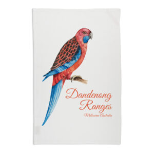 Tea Towel Organic Cotton White Dandenong Ranges Rosella