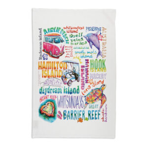 Tea Towel Organic Cotton White The Whitsundays Deborah Broughton Words