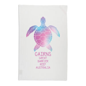 Tea Towel Organic Cotton White Cairns GBR Turtle