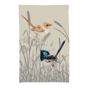 Tea Towel Microfibre Grasslands Blue Wren Two