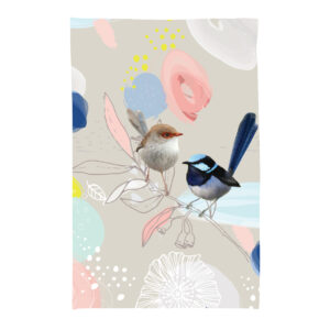 Tea Towel Microfibre Pastel Wild Wren Two