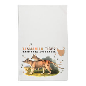 Tea Towel Organic Cotton White Tasmanian Tiger
