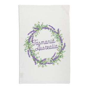 Tea Towel Organic Cotton White Tasmania Lavender