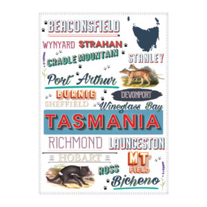 Tea Towel Microfibre Tasmania Typography