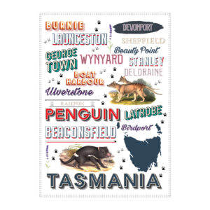 Tea Towel Microfibre Tasmania Northern Typography