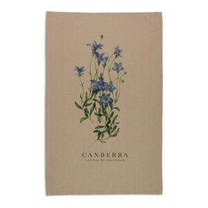 Tea Towel Organic Cotton Beige Bluebell Canberra Capital of Australia
