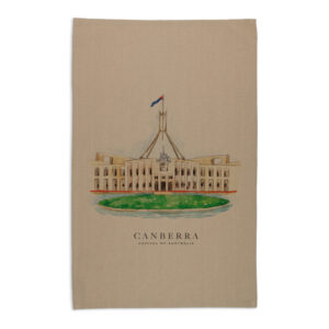 Tea Towel Organic Cotton Beige Parliament House Canberra Capital of Australia