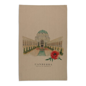 Tea Towel Organic Cotton Beige War Memorial Canberra Capital of Australia