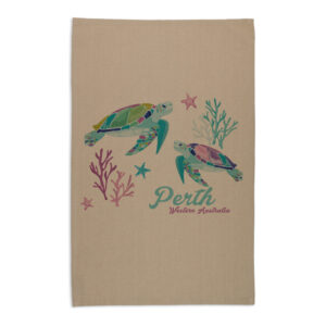Tea Towel Organic Cotton Beige Sea Turtles Perth WA