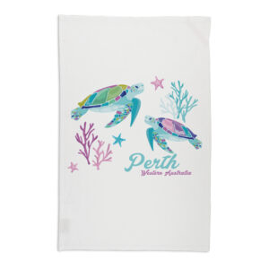 Tea Towel Organic Cotton White Sea Turtles Perth WA