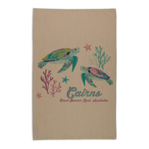 Tea Towel Organic Cotton Beige Sea Turtles Cairns