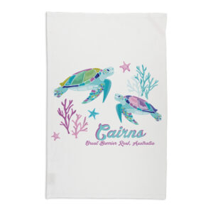 Tea Towel Organic Cotton White Sea Turtles Cairns