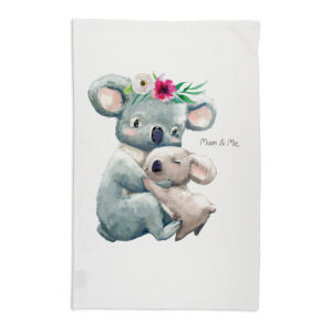 Tea Towel Organic Cotton White Koala Hug Mum & Me