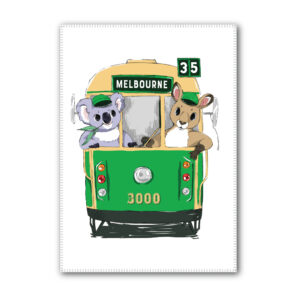 Tea Towel Microfibre Comic Tram Melbourne