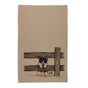Tea Towel Organic Cotton Beige Fig Hill Farm Curious Collie