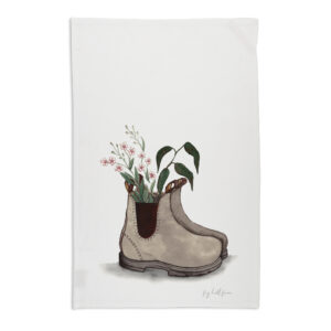 Tea Towel Organic Cotton White Fig Hill Farm Boot For You