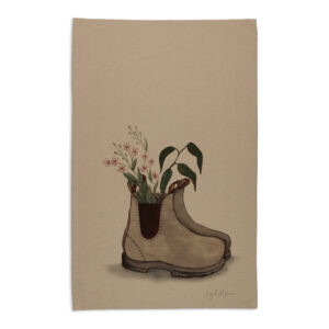 Tea Towel Organic Cotton Beige Fig Hill Farm Boot For You