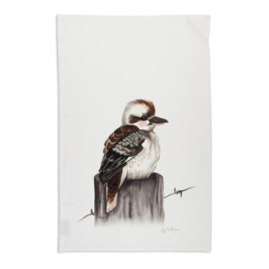 Tea Towel Organic Cotton White Fig Hill Farm Kit Kookaburra