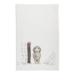 Tea Towel Organic Cotton White Fig Hill Farm Maverick Merino