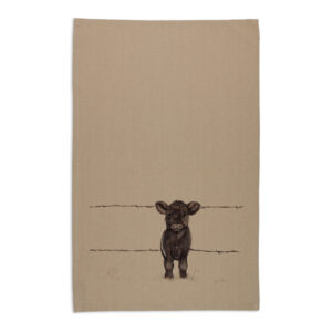 Tea Towel Organic Cotton Beige Fig Hill Farm Nosy Neighbour