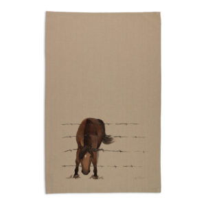 Tea Towel Organic Cotton Beige Fig Hill Farm Pesky Pony