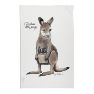 Tea Towel Organic Cotton White Fig Hill Farm Christmas Joey Gift