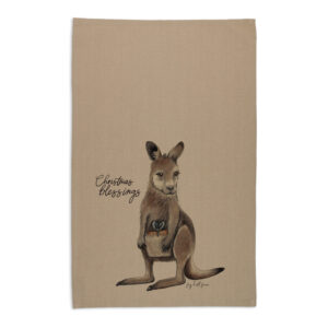 Tea Towel Organic Cotton Beige Fig Hill Farm Christmas Joey Gift