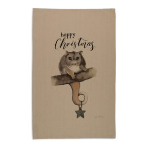 Tea Towel Organic Cotton Beige Fig Hill Farm Christmas Possum Star