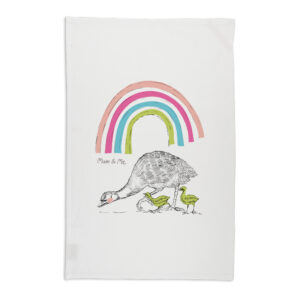 Tea Towel Organic Cotton White Mother's Day Emus Mum & Me