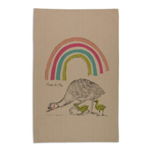 Tea Towel Organic Cotton Beige Mother's Day Emus Mum & Me