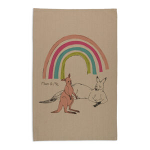Tea Towel Organic Cotton Beige Mother's Day Kangaroos Mum & Me