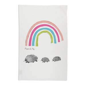 Tea Towel Organic Cotton White Mother's Day Echidnas Mum & Me