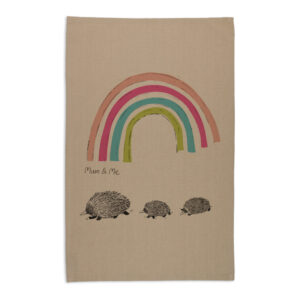 Tea Towel Organic Cotton Beige Mother's Day Echidnas Mum & Me