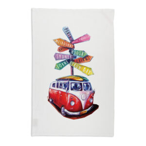 Tea Towel Organic Cotton White Deborah Broughton Roadtrip