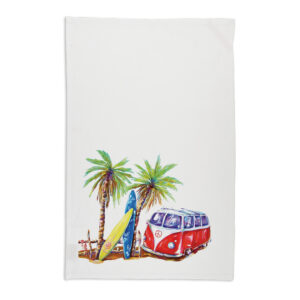 Tea Towel Organic Cotton White Deborah Broughton Surf