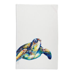 Tea Towel Organic Cotton White Deborah Broughton Turtle