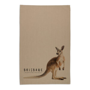 Tea Towel Organic Cotton Beige Brisbane Kangaroo