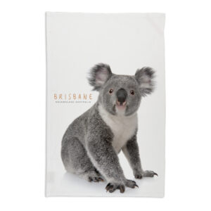 Tea Towel Organic Cotton White Brisbane Koala
