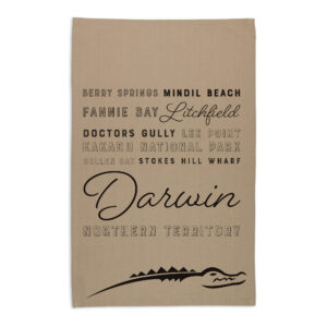 Tea Towel Organic Cotton Beige Darwin Words