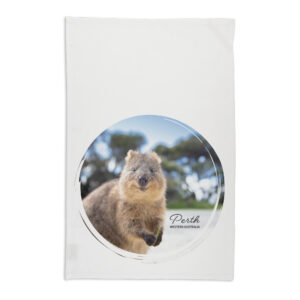 Tea Towel Organic Cotton White Perth Quokka
