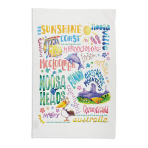 Tea Towel Organic Cotton White Deborah Broughton Sunshine Coast Words