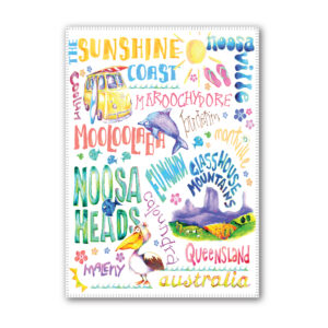 Tea Towel Microfibre Deborah Broughton Sunshine Coast Words