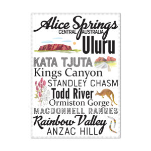 Tea Towel Microfibre Typography Alice Springs